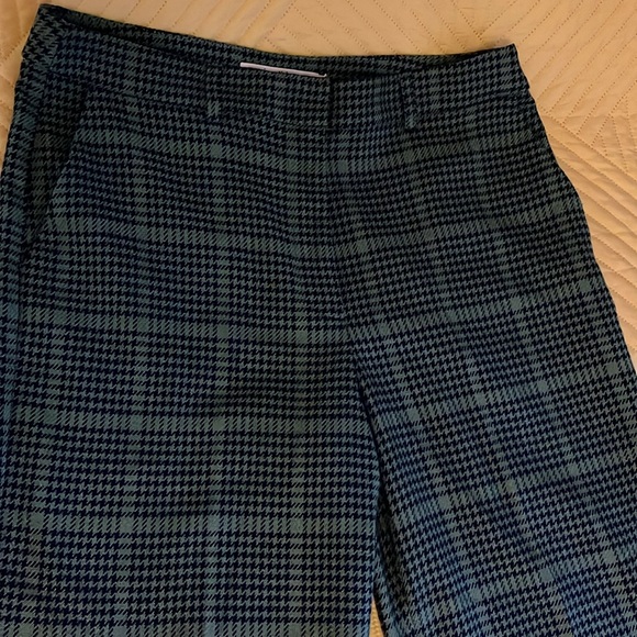 Anthropologie Nice Things, green/navy houndstooth slacks pants 10, 42, Med nwot - Picture 5 of 11